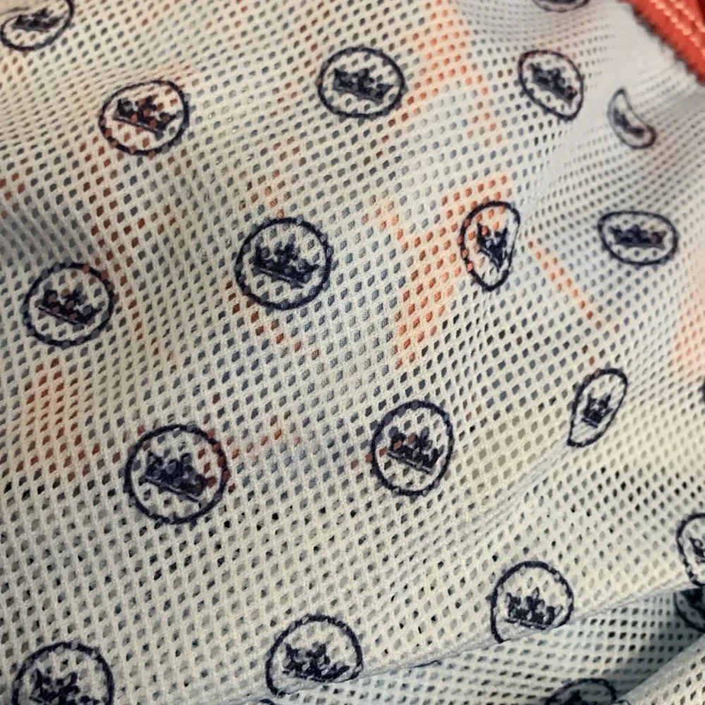 Peter Millar Men's Blue Orange All-Over Lizard Print Swim Shorts Size XL